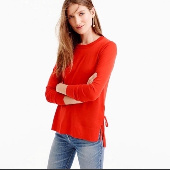 J. Crew Purple Merino Wool Side Tie Slit Sweater - Picture 2 of 10